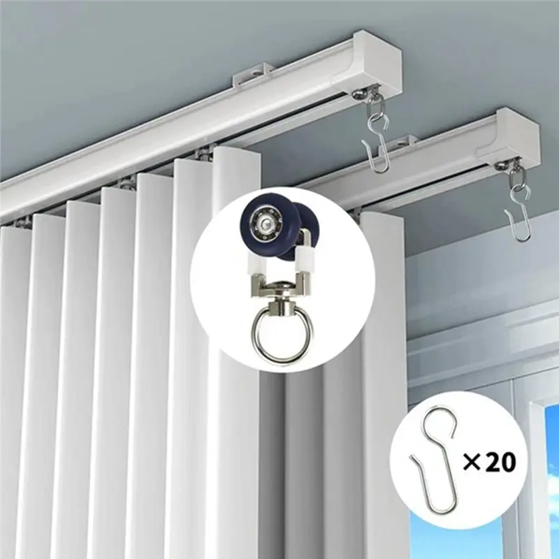 Curtain Track Rollers 30PCS Hook Pulley Runners/Sliders Mute Wheel For Ceiling/Wall Mount Curtain Systems-[LUCK 9]