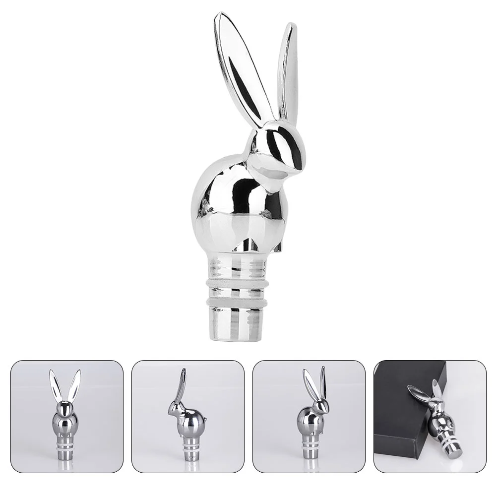 The Animal Bunny Head Bottle Stopper Sealing Plugs Drinks Stoppers Silver Decorative Mother