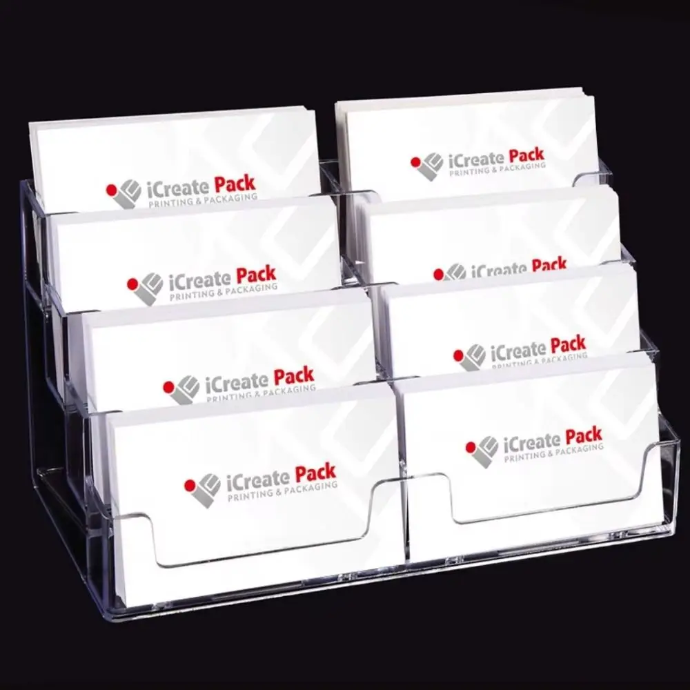 Transparent Business Card Box 4 Layers 8 Grids Name Card Display Stand Display Holder Plastic Business Card Storage Box