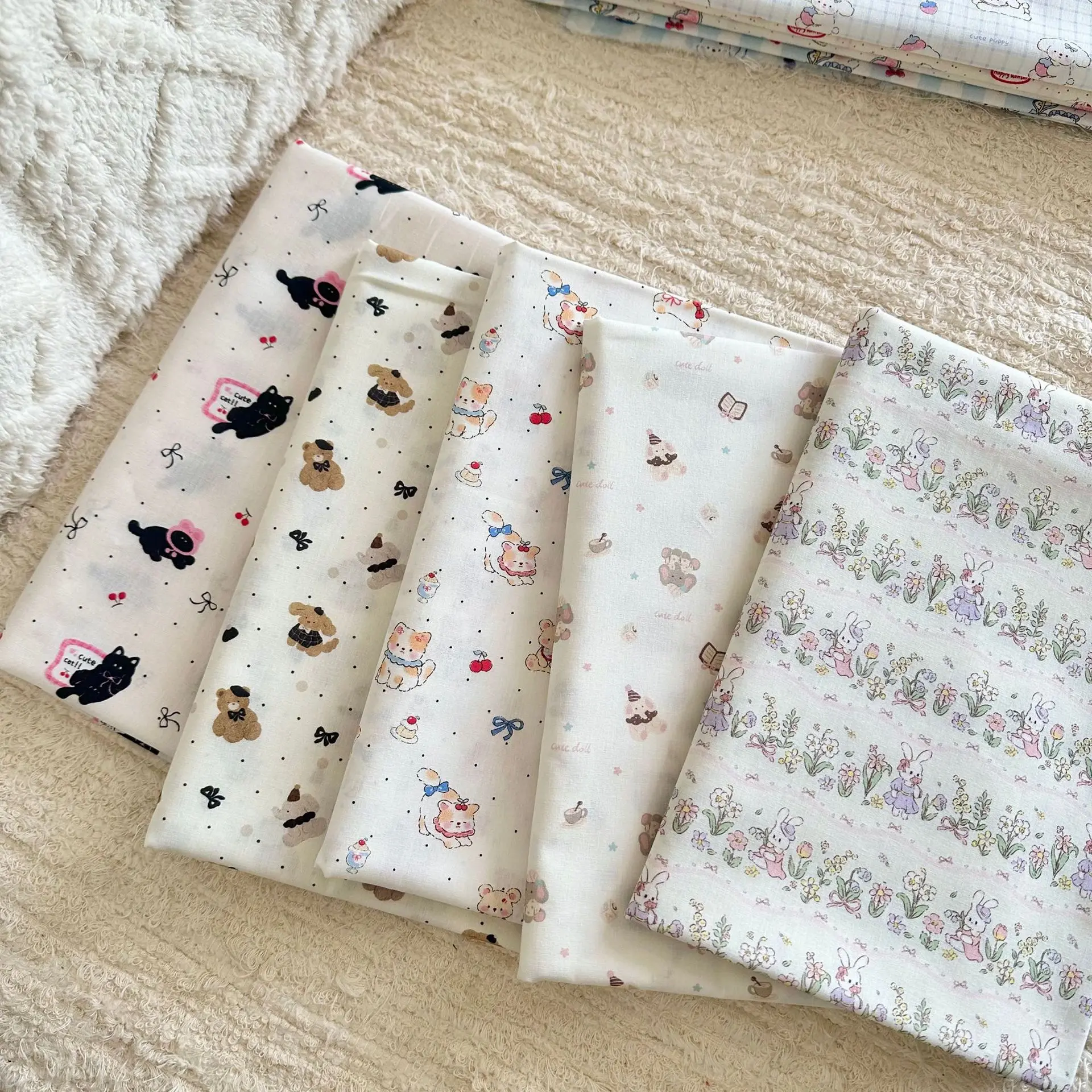 40 Count Cotton Poplin Fabric Cartoon Puppy Dog Printing Handmade DIY Bag Clothing Quilting Fabric