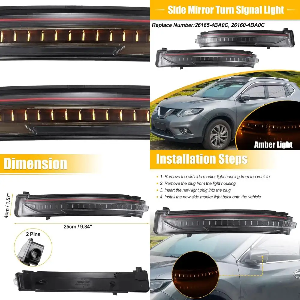 

Front & Rear LED Signal Lights for Nissan Rogue 2014-2018 (Left & Right Side Mirror)