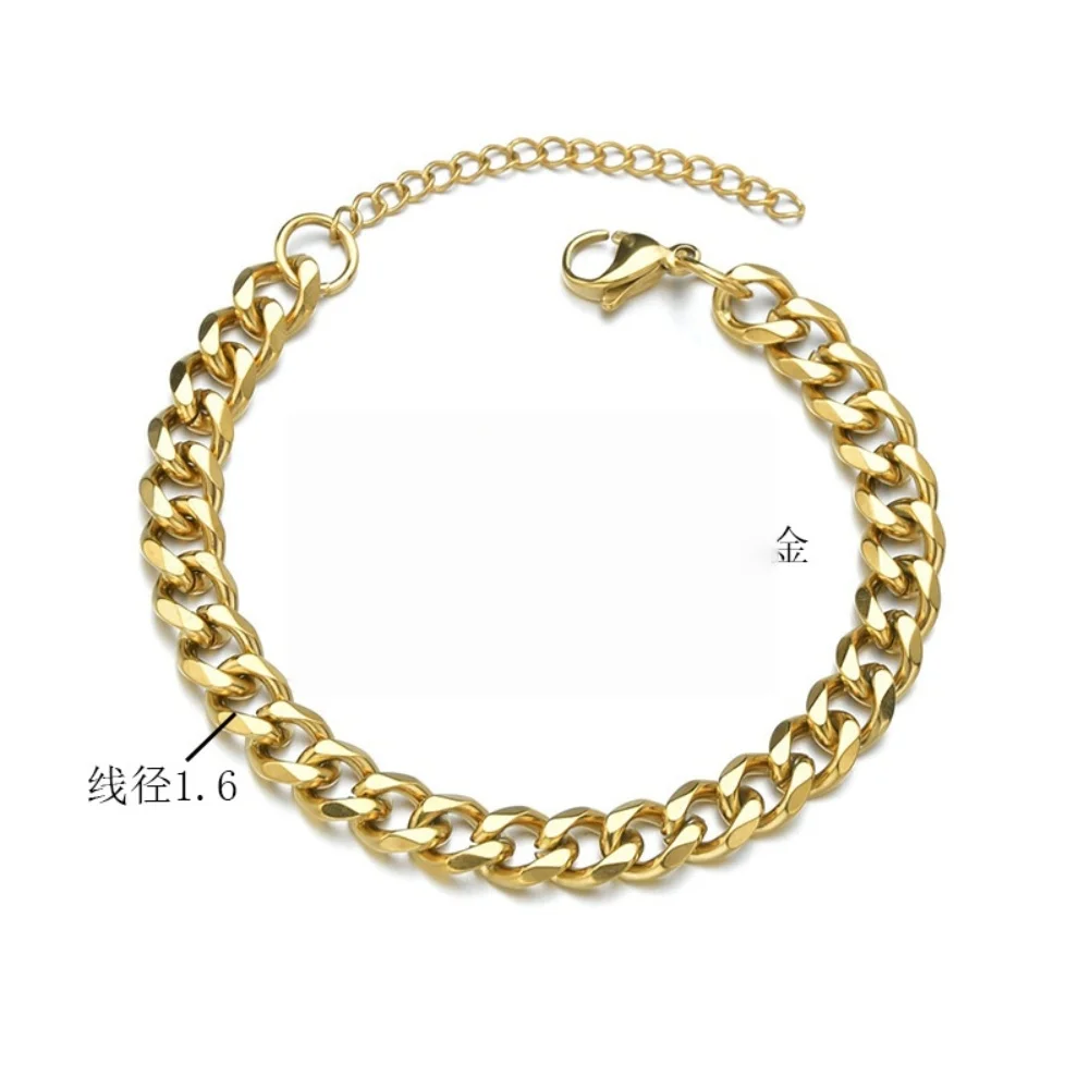 5mm Hip-Hop Edelstahl Basis-Kettenarmband, einfaches Herren-Kubakette-Schmuckstück, modisches Party-Accessoire – Detail 8