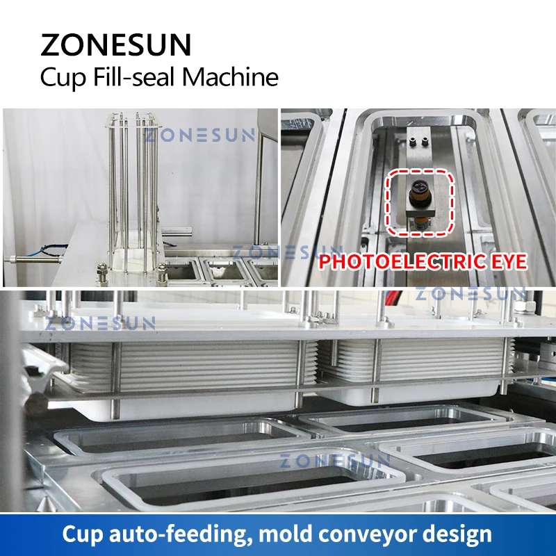 ZONESUN Liquid Heating Filling Cup Sealing Machine Automatic Piston Pump Paraffin Wax Jelly Food Packaging Production ZS-AFS01