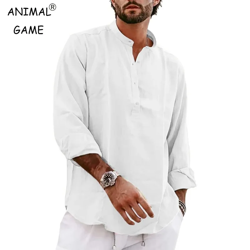 

Mens Long Sleeve Cotton Polo Shirts Lightweight Oversize T Shirts Henley Beach Shirts for Men Breathable Solid Color Tops