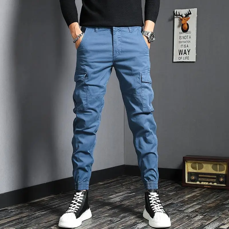 

New arrive light luxury men’s cargo pants, fashion harem style pants,outdoors sports tactical pants,slim-fit casual jeans pants;