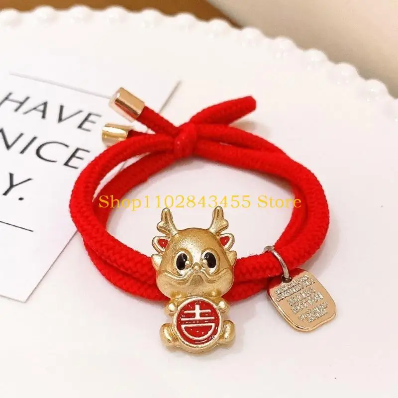 49MC Chinese New Year Hair Band Girl Braid Rubber Band Zodiac Dragon Hair Elastic - Image 5