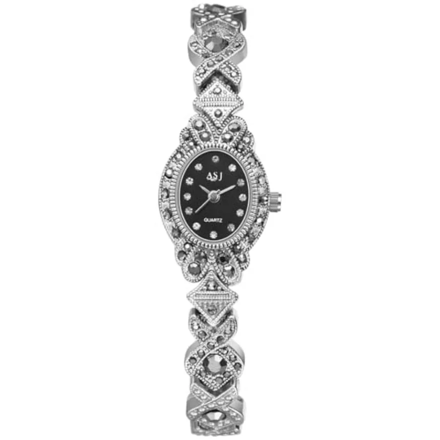 

Women's Silver Wrist Watches: Rhinestones Analog Quartz Oval Bracelet Watches Bling Wristwatch