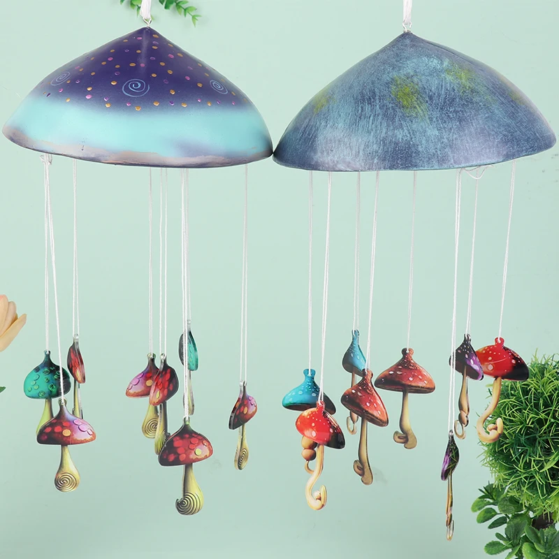 Mushroom Campanula Handmade Art Resin Mushroom Wind Chime Colorful Mushrooms For Outdoor Indoor Decor Patio Balcony Garden