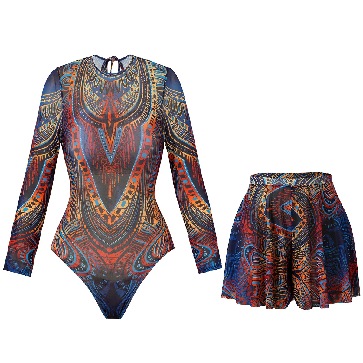 UV Protection Long Sleeve Women Swimsuit Skirt Bikini Set Upal'nik 2pcs Rash Guard Beach Swimming Costume For Vacation