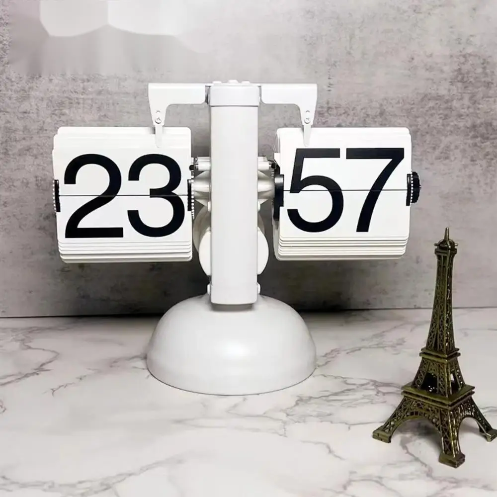 Retro 12H  Flip Down Clock European Automatic Page Turning Mechanical Time Clocks desktop Room Office Decor Home