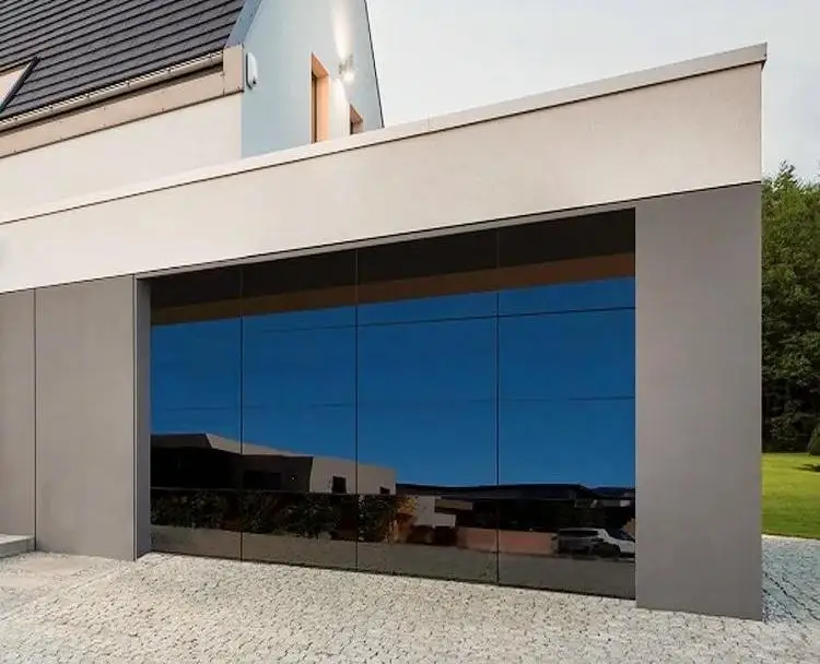 EdgyDoor Modern Sectional Aluminum Frameless Glass Garage Door - Automatic Remote Control for Villa Custom Design