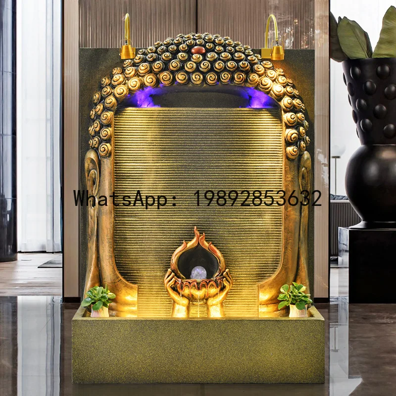 ZK Flowing Water Fountain for Living Room Office Home Feng Shui Wheel Opening Housewarming Flowing Water Wall Large Ornament