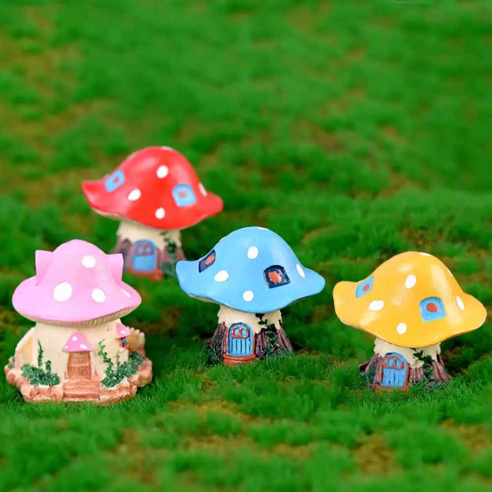 Cartoon Durable Lovely Mushroom House Sculpture Garden Decor Home Decor