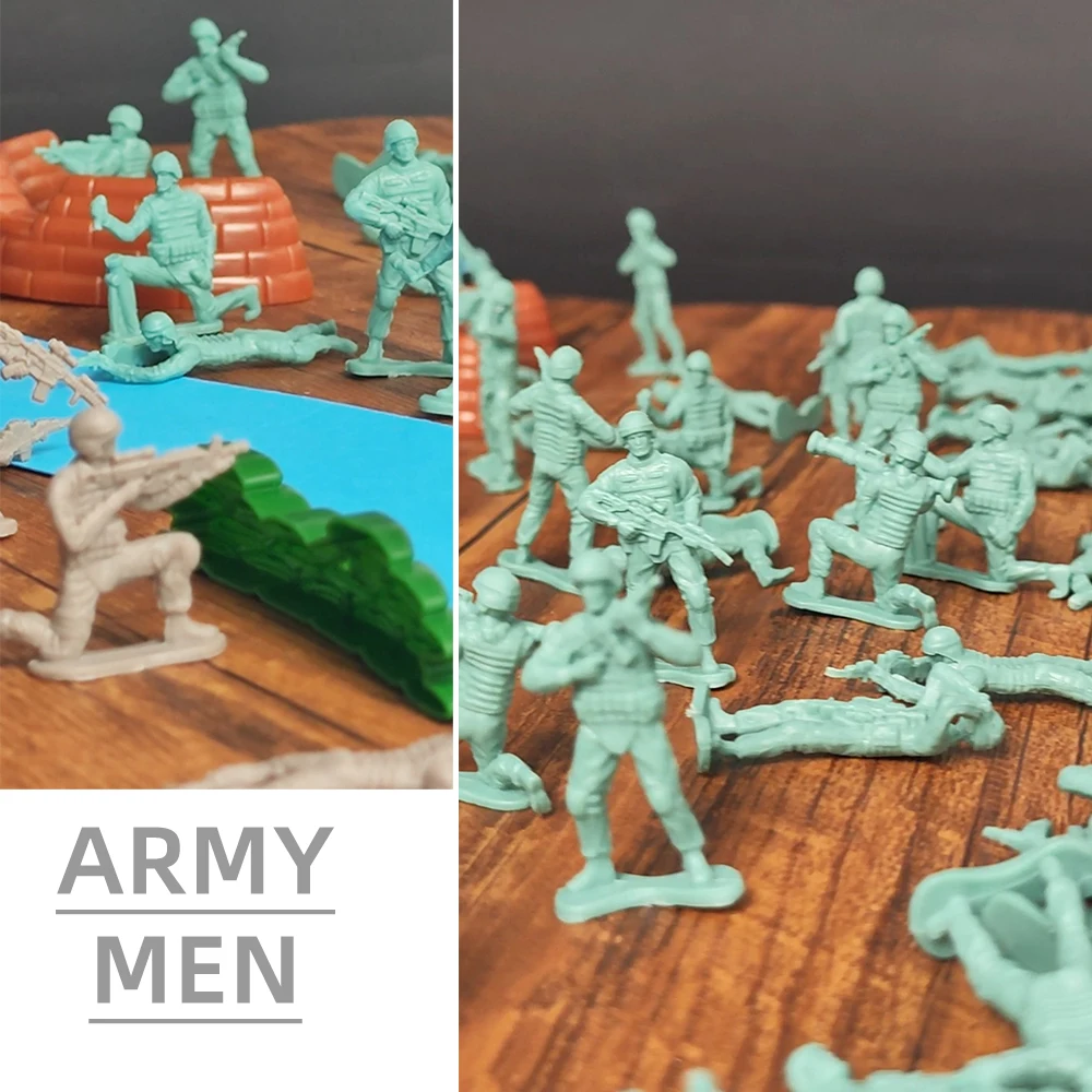ViiKONDO-Conjunto de juguetes militares para hombres, 96 piezas soldado de juguete de plástico, Cubo de almacenamiento, combate de primera línea, estatuilla de juego de guerra, modelo de regalo para niños