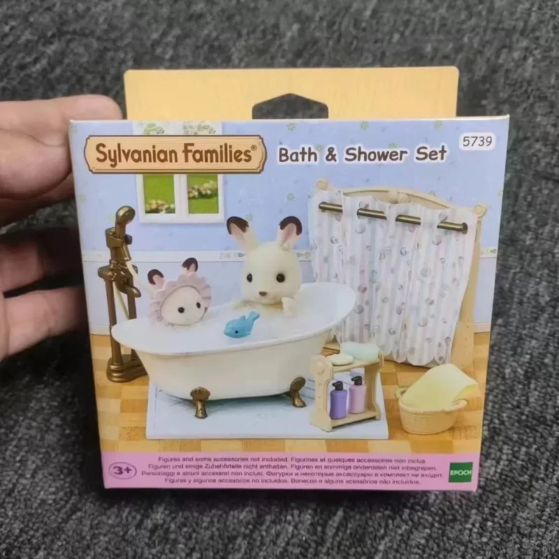 Famílias Sylvanian Originais Chaveiro, Roupas Sorpresa, Móveis, Chihuahua, Figuras, Acessórios Domésticos, Boneca Familiar, Brinquedo, Conjunto Banheiro