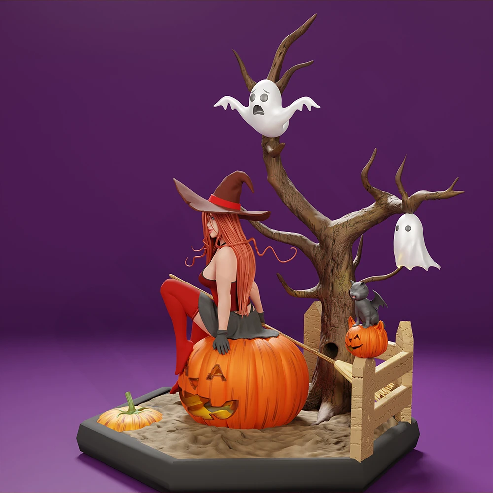 

Halloween Witch Resin Model Kit 3d Printing Doll 1/24 Unassembled Resin Figure Statue Kit Unpainted Toy Gk Plaything Set
