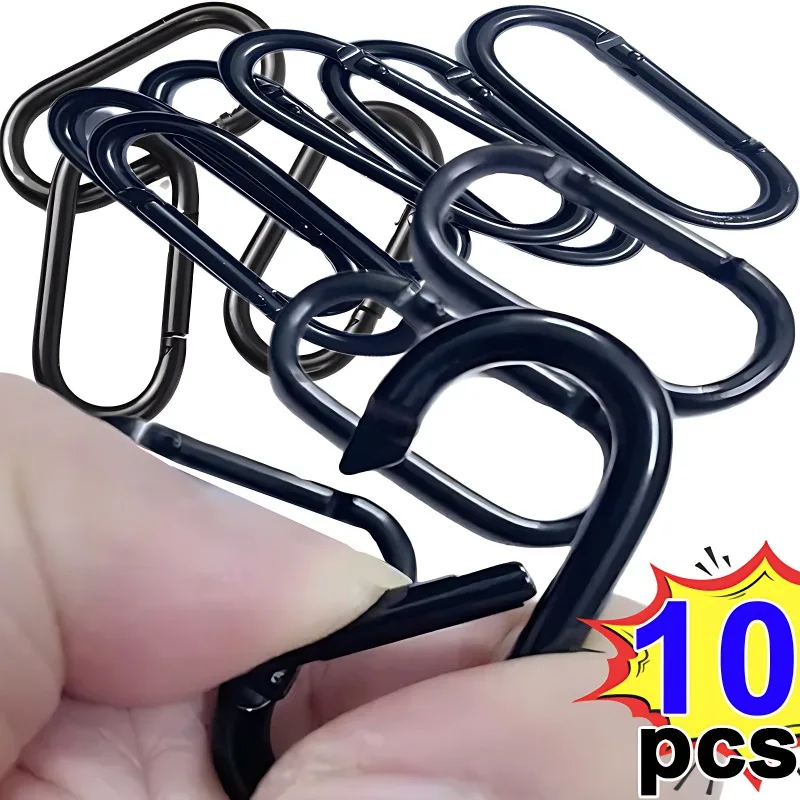 5/10PCS Outdoor Kettle Buckle Aluminum Alloy D Carabiner Water Bottle Hooks Spring Snap Clips Survival Gear Camping Accessories