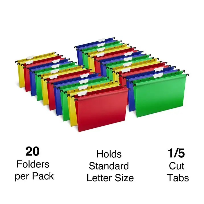Staples Hanging File Folder 5-Tab Letter Size Assorted 20/Box (ST13324/TR13324)