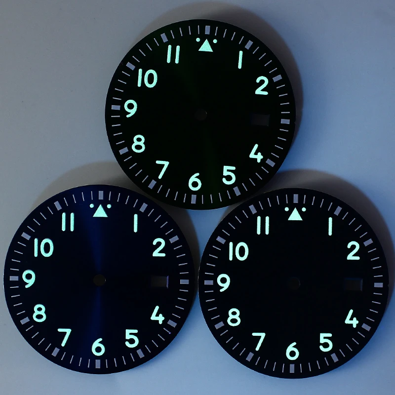 33,8 мм C3 Светящийся одинарный циферблат даты Черный Синий Зеленый циферблат часов Аксессуар Подходит для механизма NH35 NH35A NH36 Mod Pilot Style