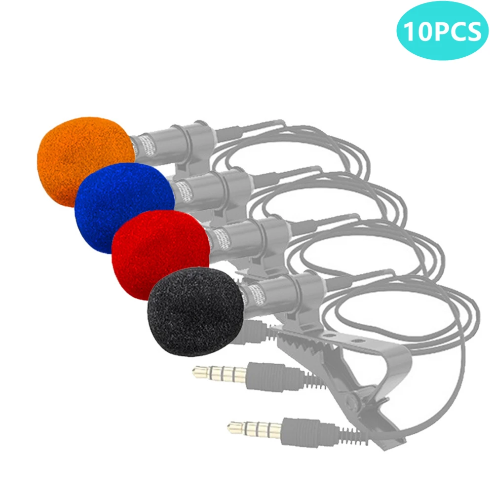 10pcs Mini Headset High Density Mic Windscreen Sponge Foam Replacement Mic Cover Headset Collar Mic Windshield Protector