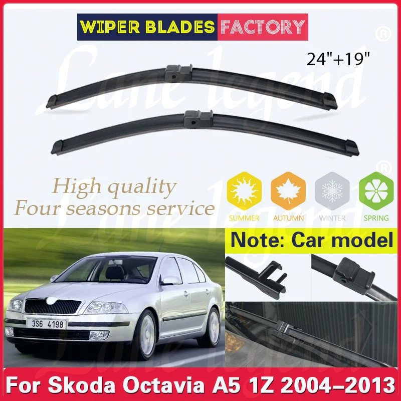 

Car Wiper For Skoda Octavia A5 1Z 2004 - 2013 Front Wiper Blades Soft Rubber Windscreen Wipers Auto Windshield 2011 2012 24"+19"