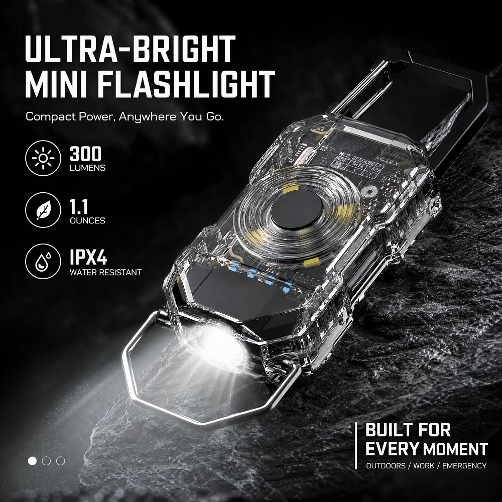 Mini Keychain Flashlight Rechargeable EDC Torch 6 Mode Clip Hat Light Portable Emergency Lamp for Outdoor Camping Fishing Hiking