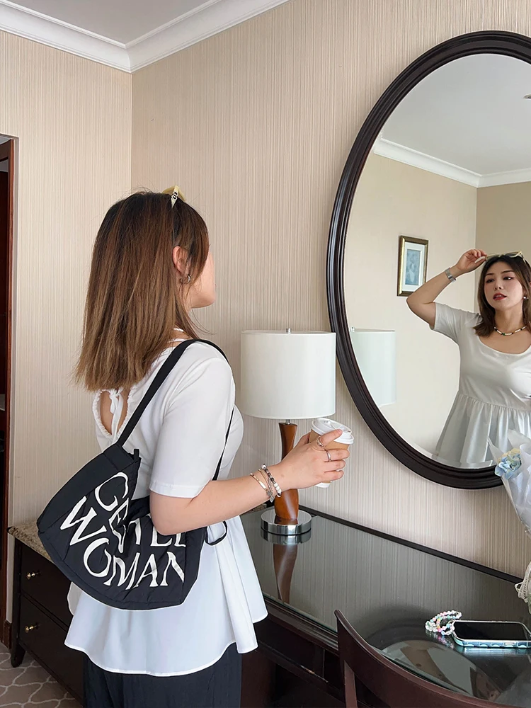 

Vogana Original Sexy Bal Strap ort Sve Square Collar Ruffle Hem Cover Belly Button Top plus Size Korean Sle Cotto...