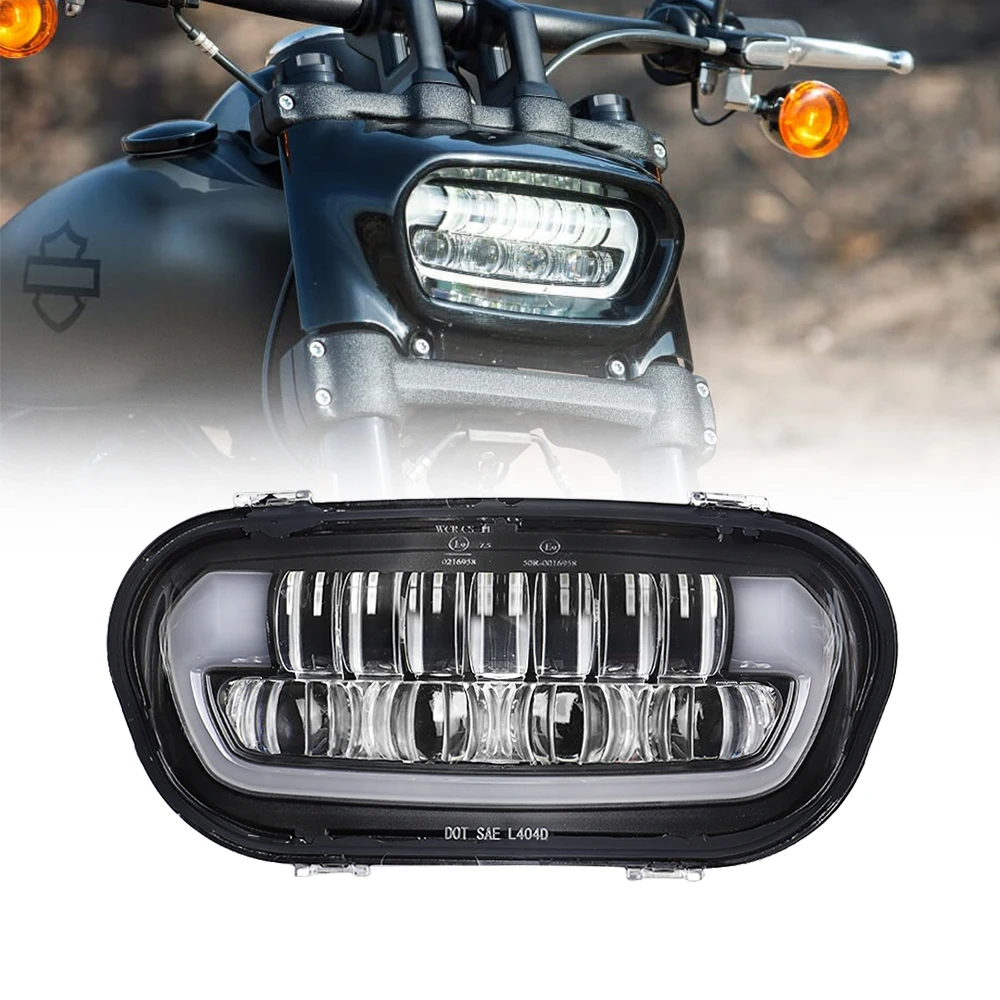 LED Headlight Kit for Fat Bob 2008-2019 Front Lamp DRL High Low Beam with Mounting Bracket