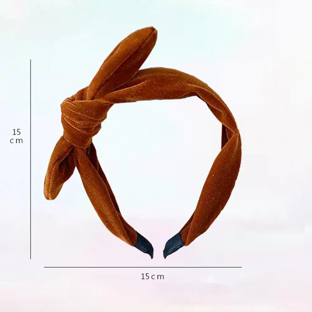 15cm Women Hairband Rabbit Ears Elegant Retro Velvet Wild Gift Headwear Solid Color Bowknot Ladies Hair Hoop Hair Accessories
