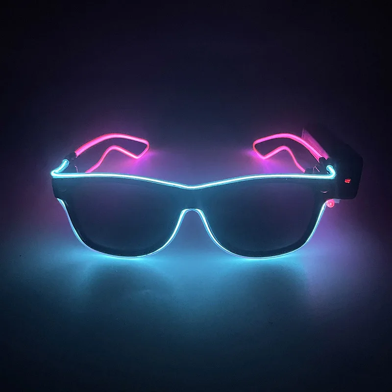 Image of Neue coole kabellose LED-Leuchtbrille, leuchtende Neon-Sonnenbrille für Hochzeit, Rave, Festival, Party, Disco, Nachtclub, Geschenk