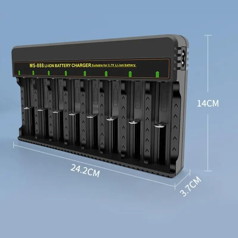 62KA 8-Slot 18650 Battery Charging Dock Adapter AC100-240V INPUT مع مصباح عطل LED لـ 3.7-4.2V 18650/26650/14500