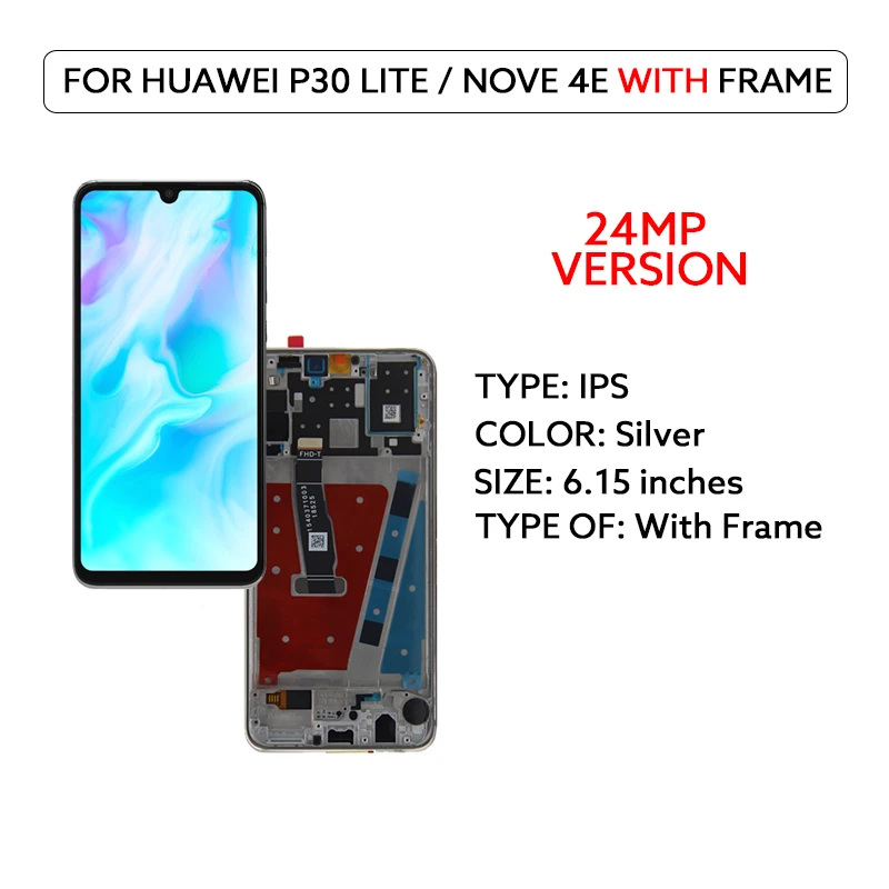 LCD Display Voor Huawei P30 Lite Nova 4e Touch Screen Digitizer 6.15 "MAR-AL00 MAR-TL00 MAR-LX2 Getest Vervangende Onderdelen Hot Koop