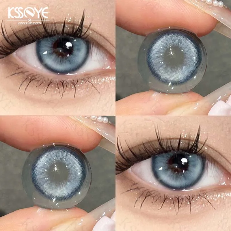 KSSEYE 1 Pair Korean Lenses Colored Contact Lens Brown Beautiful Pupils With diopter Large Diameter New Blue Soft Fashion Lenses