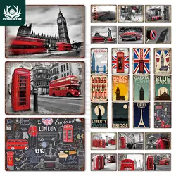 London Vintage Metal Poster Plaque Metal Vintage British Coffee Bar House Home Living Room Decorative Wall Decor Metal Tin Sign