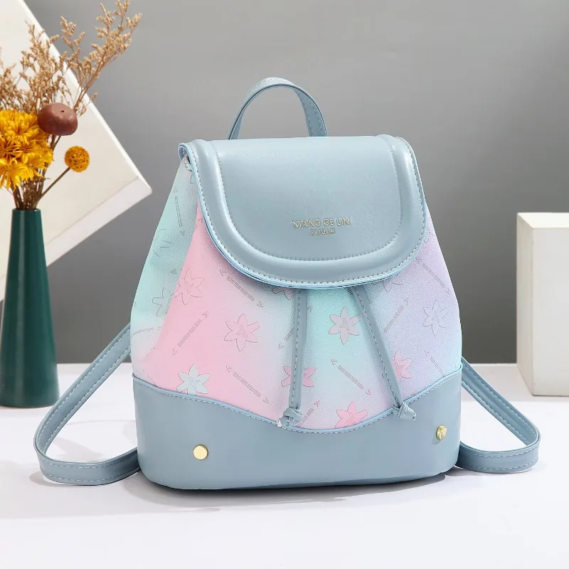 

High Quality Pu Leather Women's Backpack 2026 New Student Backpack Versatile Crossbody Bags Gradient Color Student Women's Bag