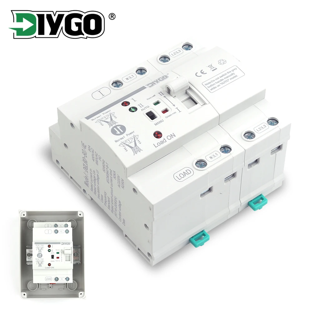 

Din Rail 4P 80A ATS L N 220/110V Small Dual Power Automatic Transfer Switch Electrical Selector Switches Uninterrupted Generator
