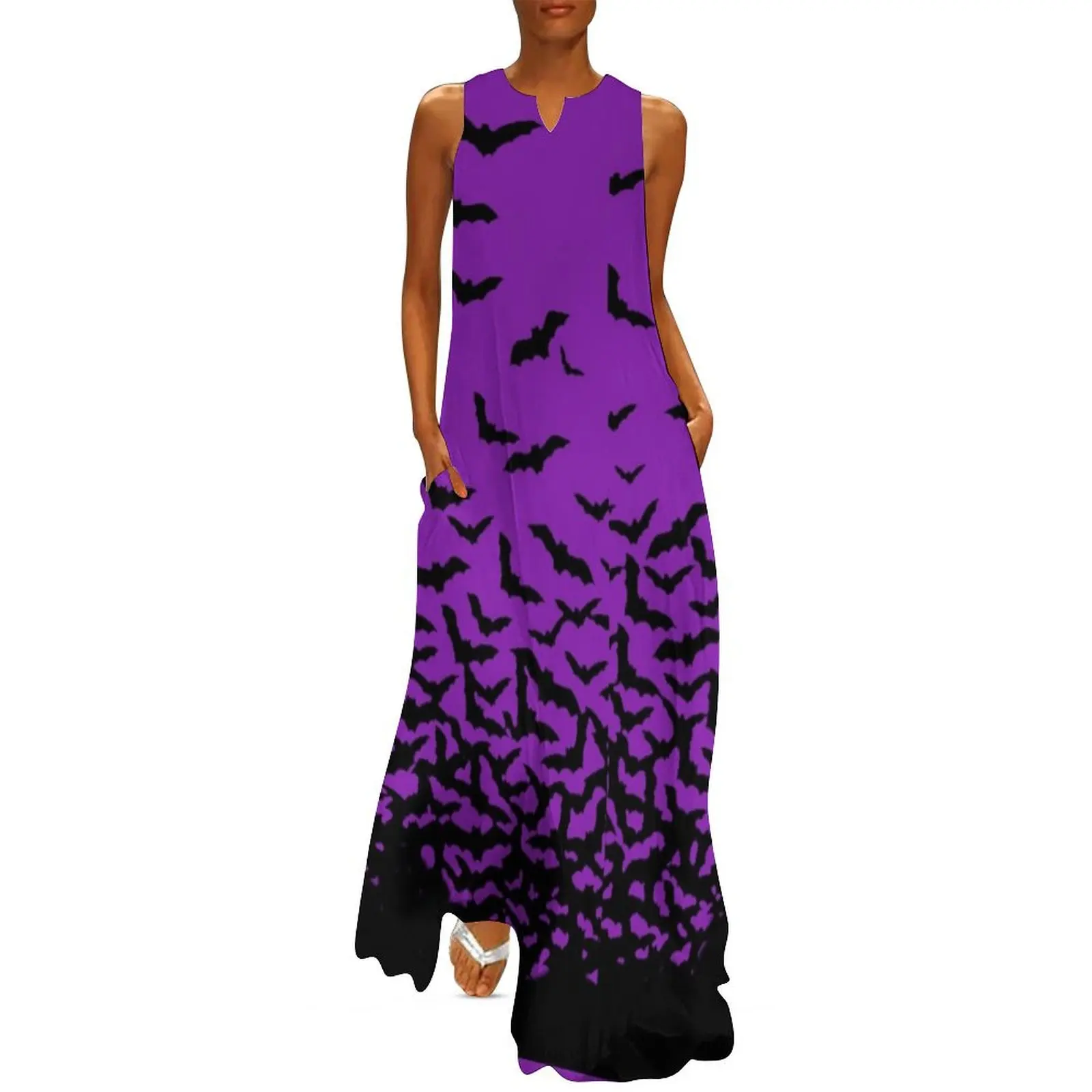 

Purple Bats Long Dress Summer skirt evening dress ladies