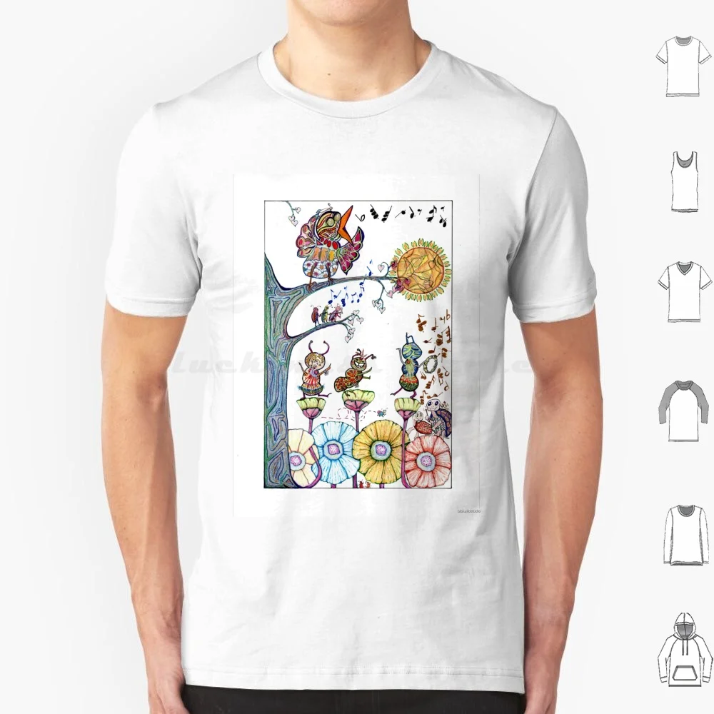 Camiseta Jam Session para hombres, mujeres y niños, 6xl, cantar, baile, música de Jazz, insectos tontos, tortuga, abeja, Cricket, pájaro, Color, una línea, corazón, sol, flores