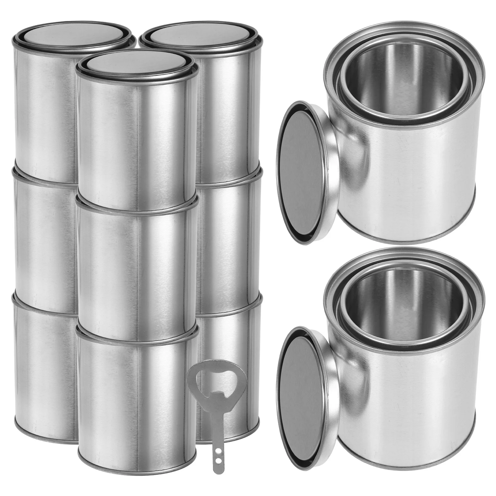 

1Set Empty Quart Paint Cans Metal Tin Buckets for Arts Crafts DIY Storage with Lid Opener Set Large Capacity Versatile Garage