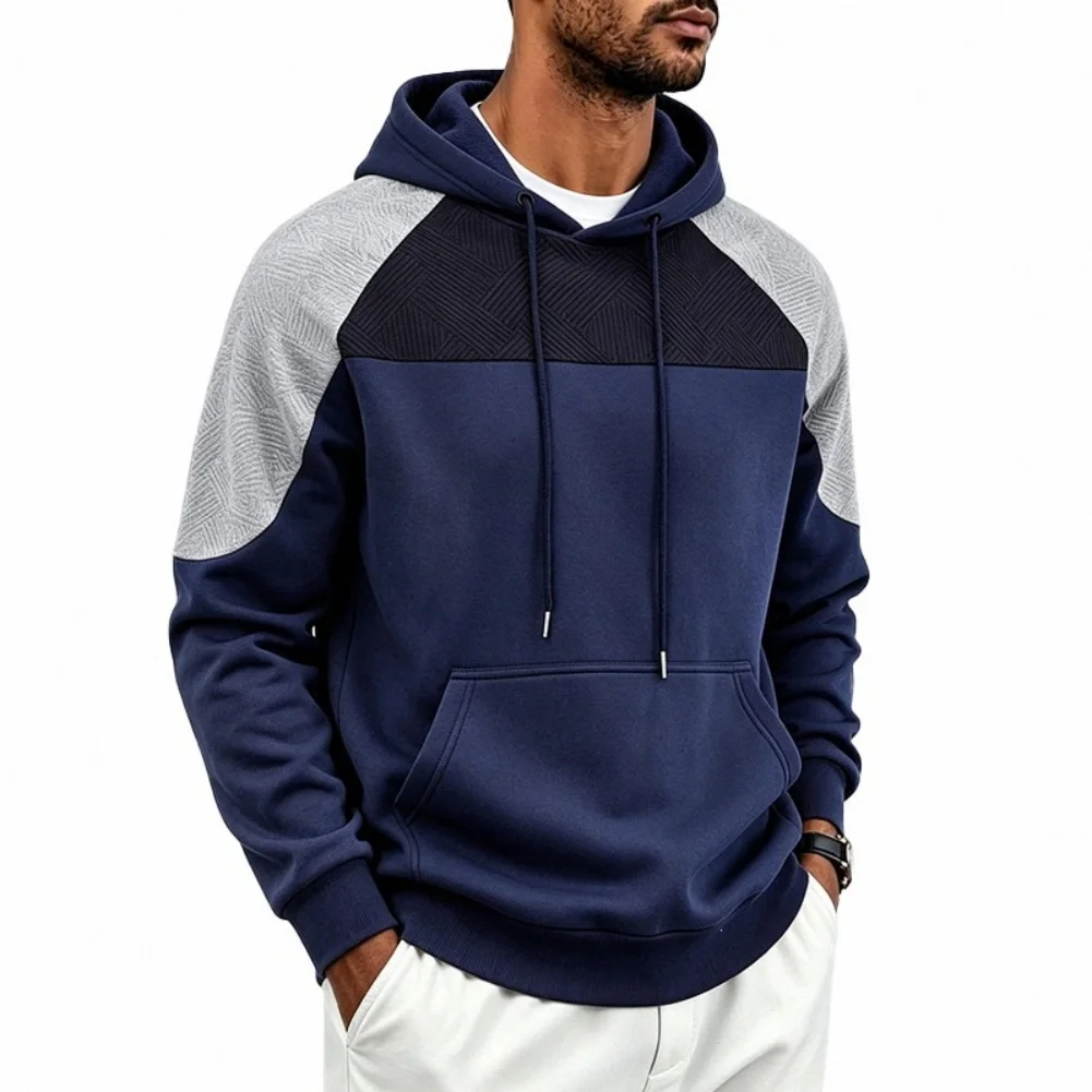 Men's Fashion Hoodie with Color Block Pattern Regular for Fit Long Sleeve Sweatshirt for Beach Cycling Yoga and Casual Use