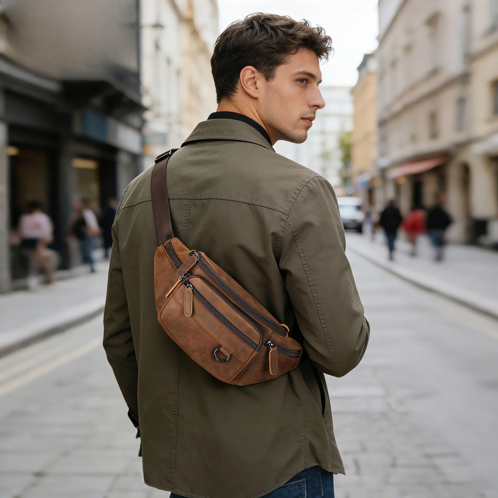 front-chest-crossbody-bag-genuine-leather-outdoor-sports-personality-single-shoulder-diagonal-bag-multi-function-bag-collection