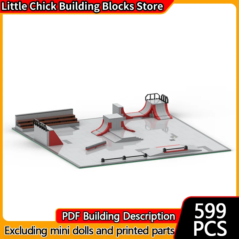 

City Street View Model MOC Building Bricks Skate Sports Park Modular Technology Children Holiday Gifts Assemble Toys Suit