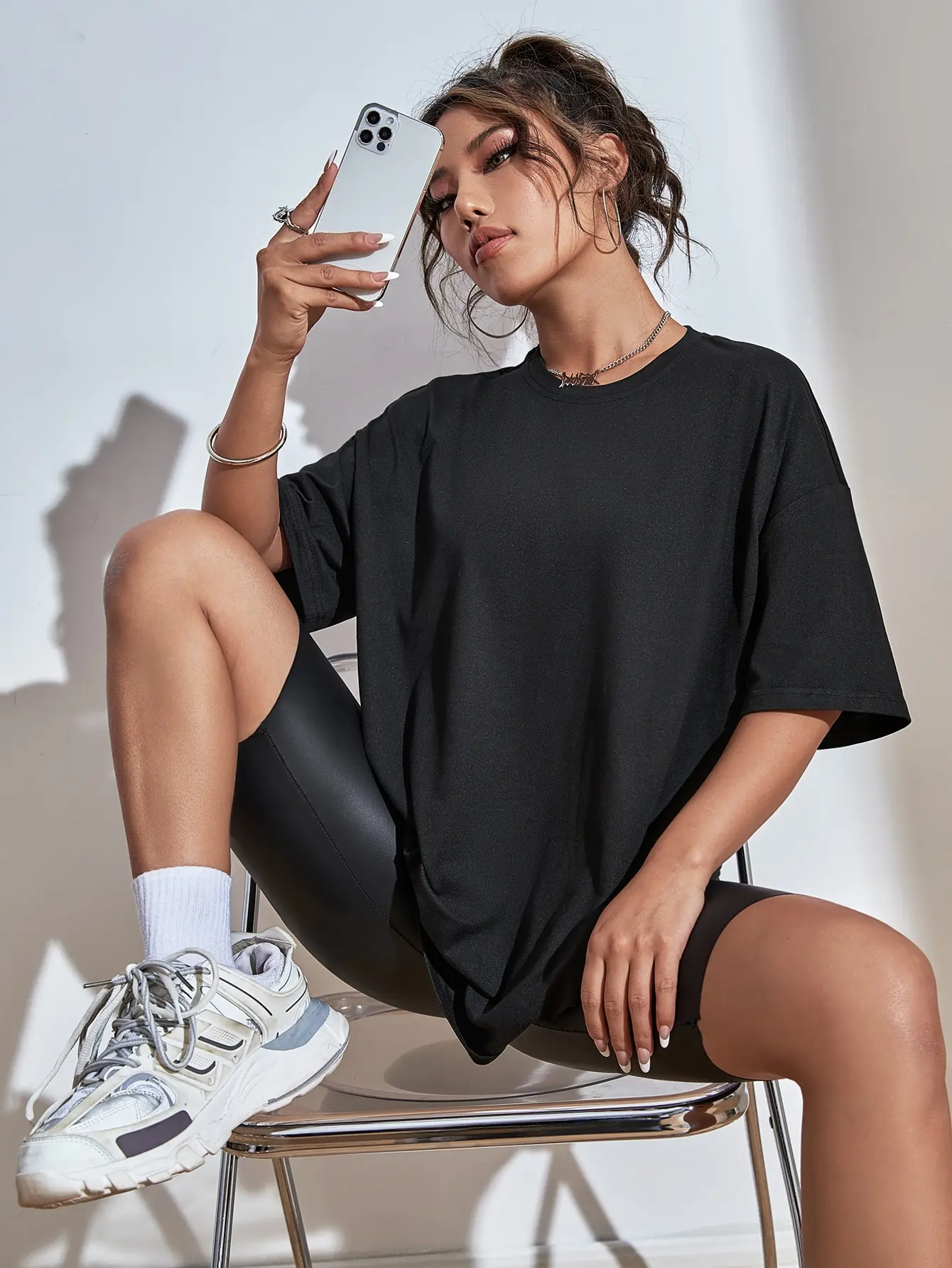 Camiseta con estampado de algodón I Said Never para mujer, camiseta de gran tamaño que combina con todo, ropa suave estética, ropa deportiva cómoda con cuello redondo