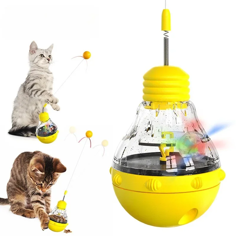 

Rotating Tumbler Cat Toy Set with Swinging Design Slow Ball Indoor Leaking Food