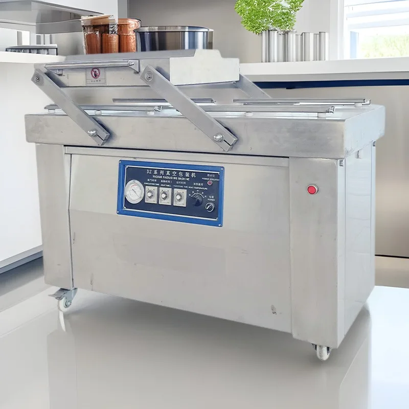Roast chicken double chamber vacuum packaging machine, roast meat sausage vacuum sealing equipment