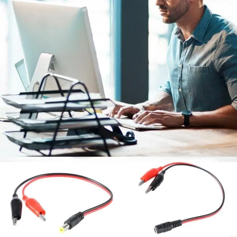 Cable fuente alimentación flexible H7JF DC5.5x2.1 mm a 2 Alligators Cable clip para enrutadores LED