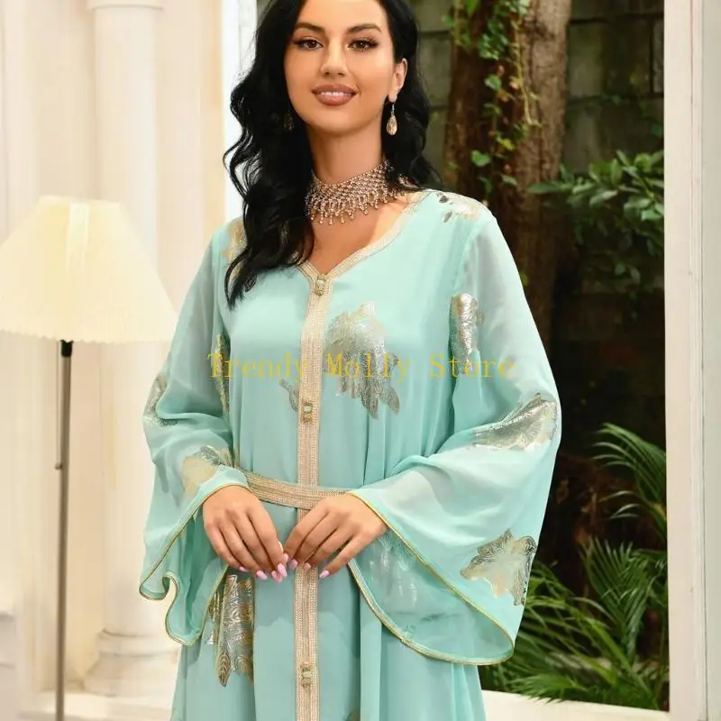 N5KB Phong Cách Dân Tộc Đầm Màu Da dành cho Nữ Hồi Giáo Abaya Đầm Nữ Váy In Hoa