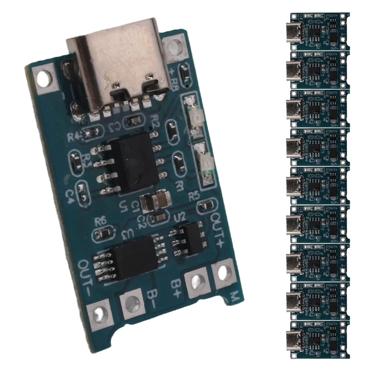 AT42 Type-C 18650 Lithium Battery Charger Module 5V 1A Charging Board with Dual Protection Functions for DIY Projects 10Pcs