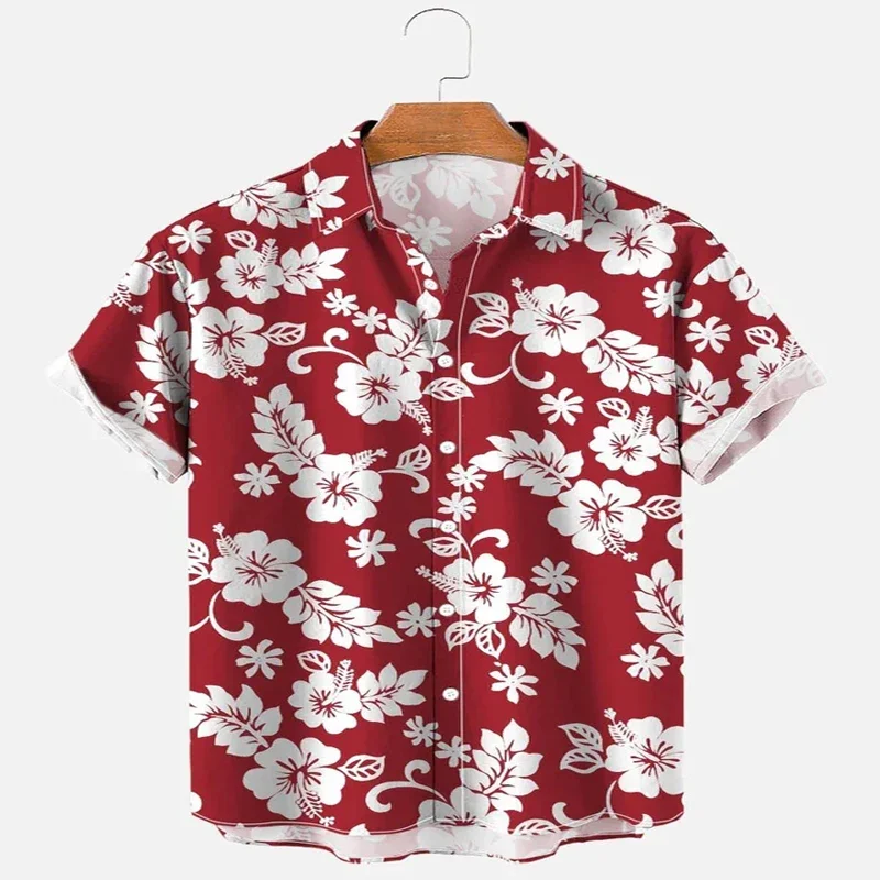 Flower Leaf Element shirt met korte mouwen 3D all-over bedrukt Hawaiiaans shirt voor heren en dames Casual shirt Unisex