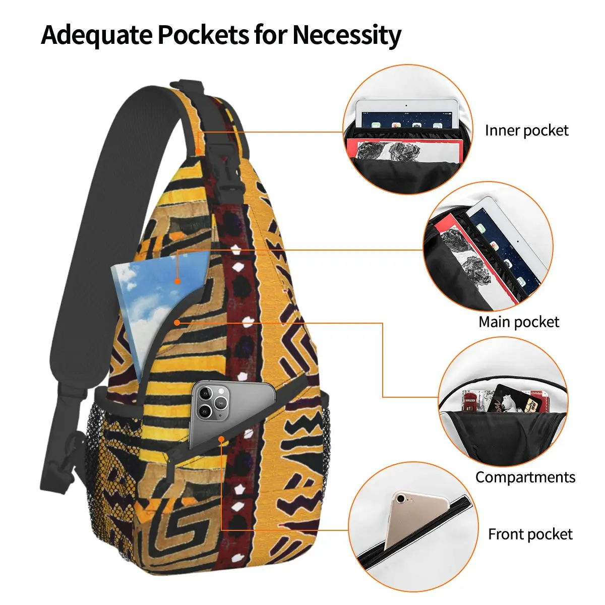 Lama Africana Contemporânea Sling Pequeno Sacos Peito Crossbody Ombro Sling Mochila Caminhadas Viagem Daypacks Impresso Pacote